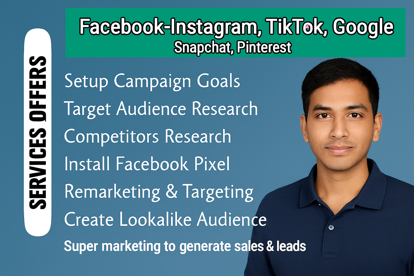 Run & Manage Facebook, Instagram, TikTok, Google, Pinterest, Snapchat ads campaign for leads and sales